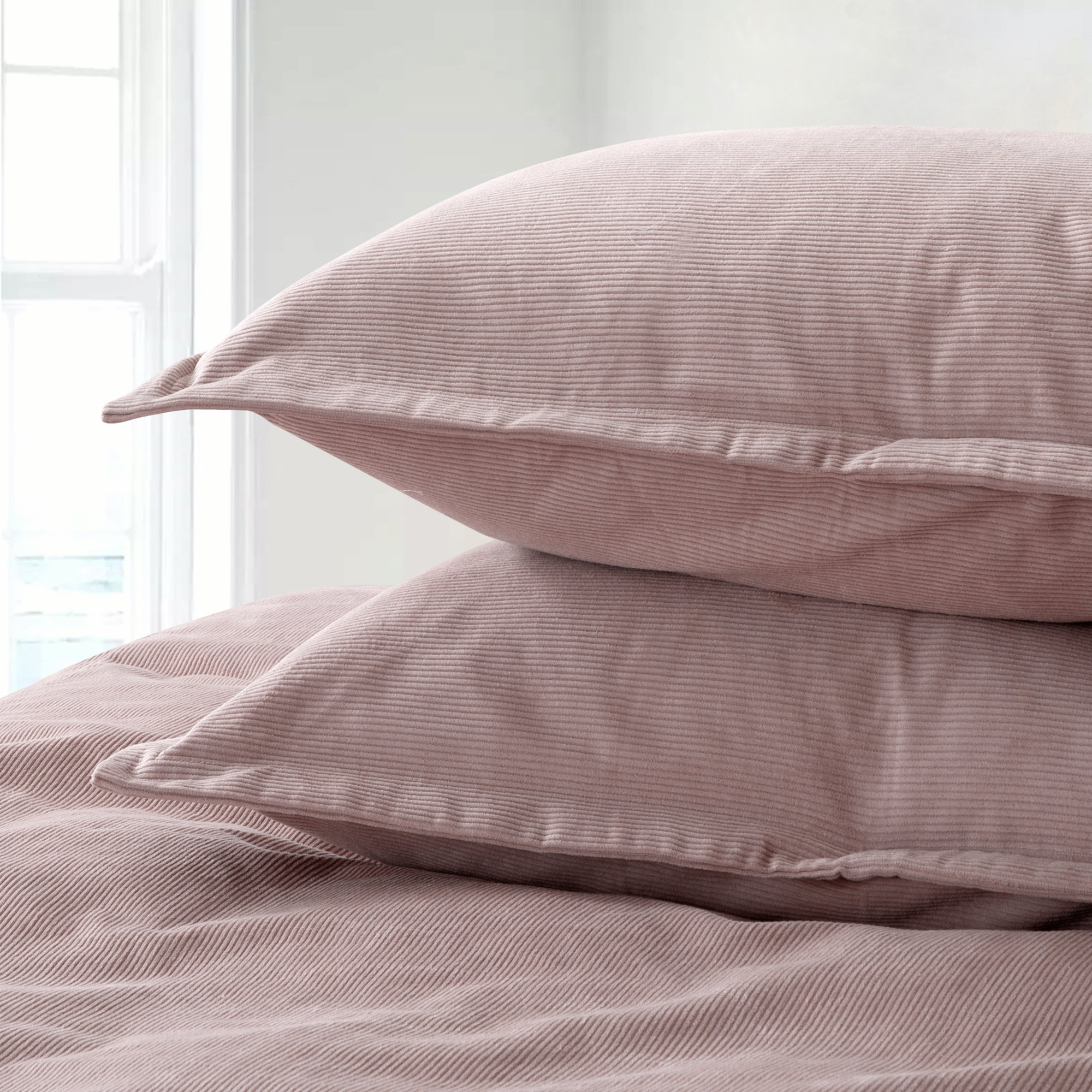 Neil Sateen Duvet Cover Set, King Duvet Cover + 2 Pillowcases, Blush