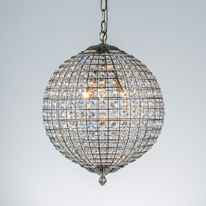  Lustre globe en bronze antique Jaemir, H 16 po x l 16 po x P 16 po, Bronze vieilli