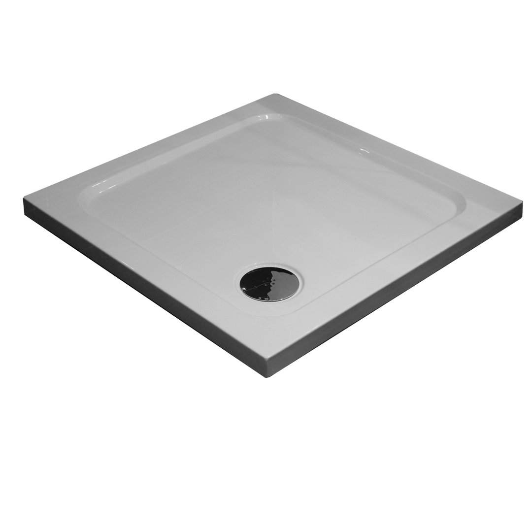 Slimline 35Mm 900X800 Rectangle Black Gloss Stone Shower Tray