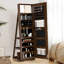 Modern Rustic Brown Jewellery Cabinet With Swivel Base Mirror - Stylish Organizer For Women-98969516