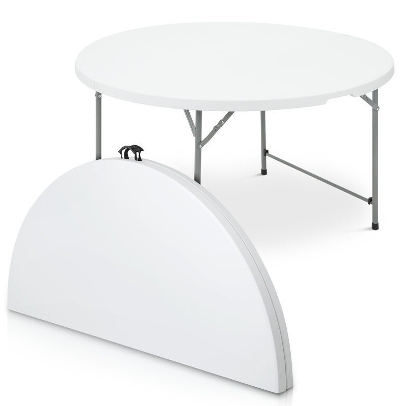 White Round Foldable Plastic Table with Steel Frame