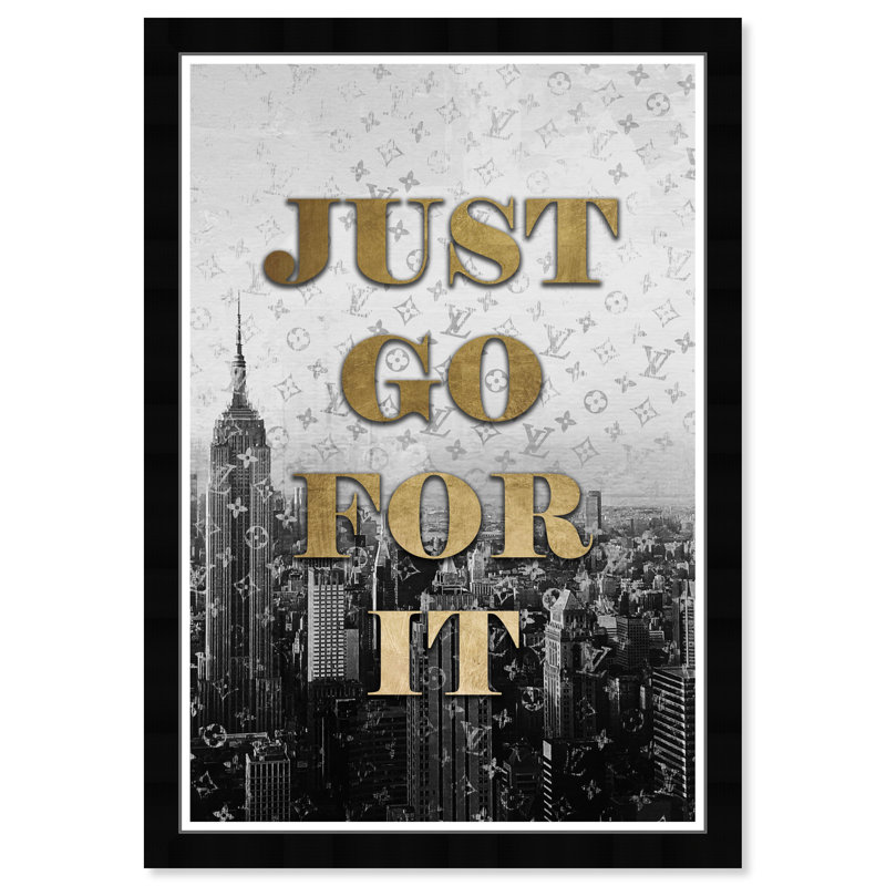 Just Go For It Gold and Black Framed Wall Art