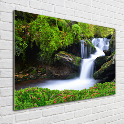 Waterfall In The Forest - No Frame Print on Glass