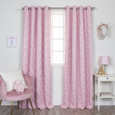 Golden Enchanted Unicorn Polyester Blackout Curtain Pair