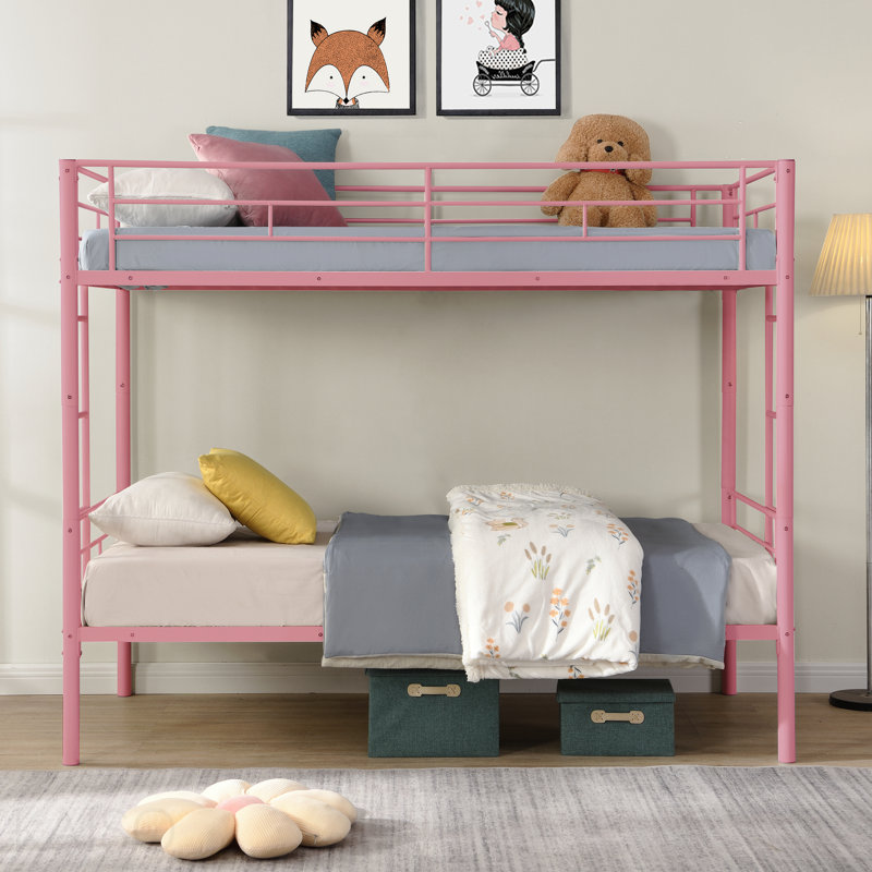 Metal Bunk Bed Pink Twin Over Twin, Pink