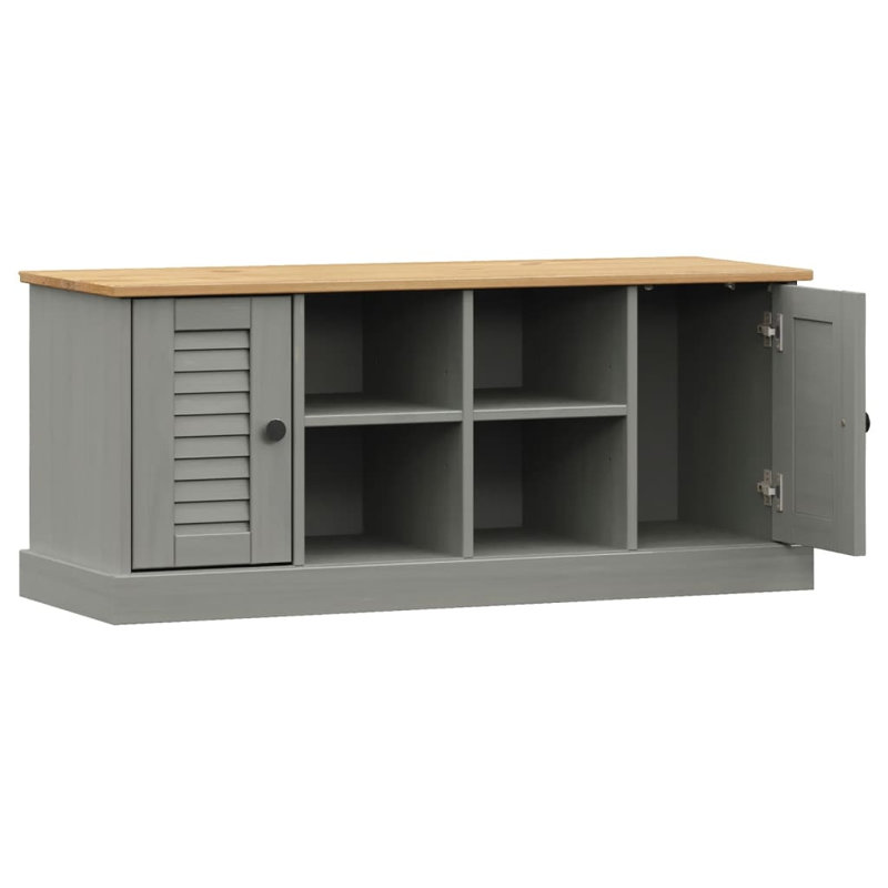 Vidaxl Shoe Bench VIGO Solid Wood Pine, Gray/Brown