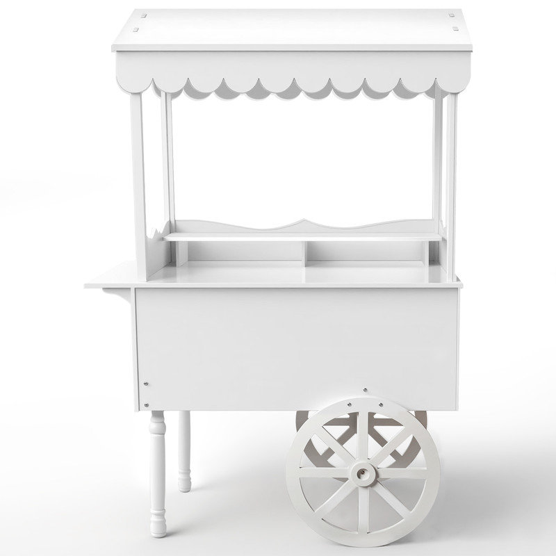 70"x40"x22" Versatile Candy Cart with Wheels, Mobile Ice Cream Cart for Business, Party Dessert Cart & Flower Display Stand, Includes 100 Balloons & 1 Soft Glow Light, White