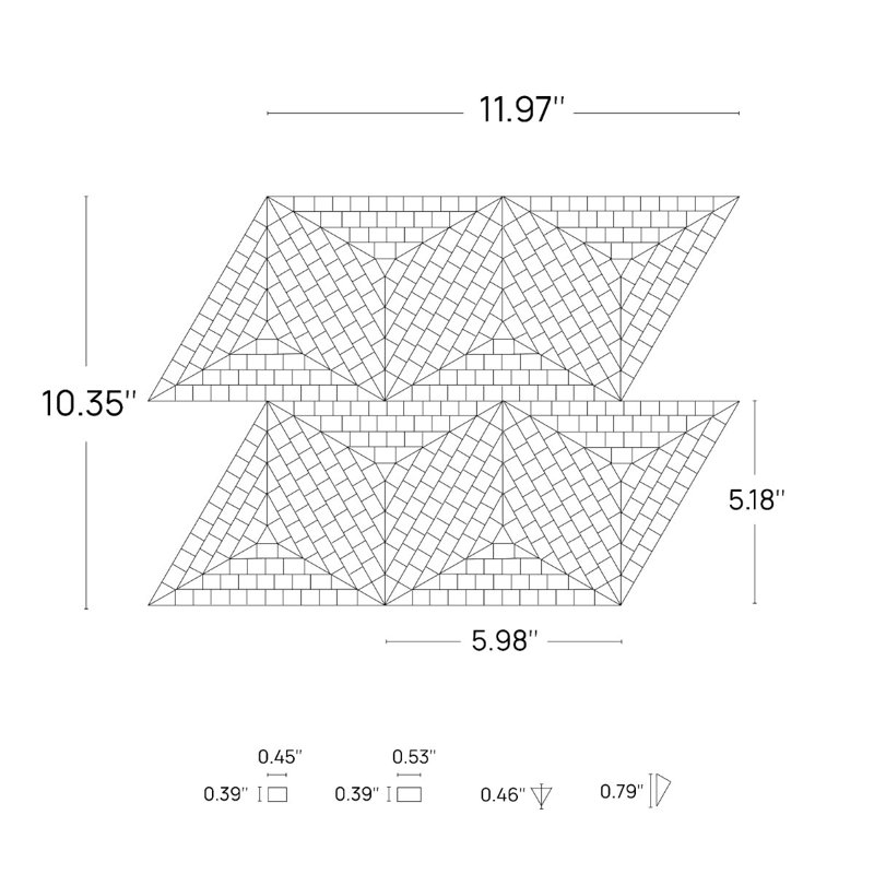 Ako 5" Triangle Marble Micro Mosaic Tile, Saint Laurent Brown
