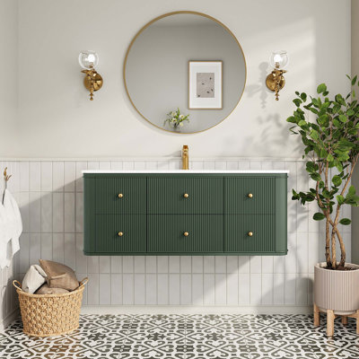 Meuble-lavabo mural flottant avec bassin intégré en acrylique