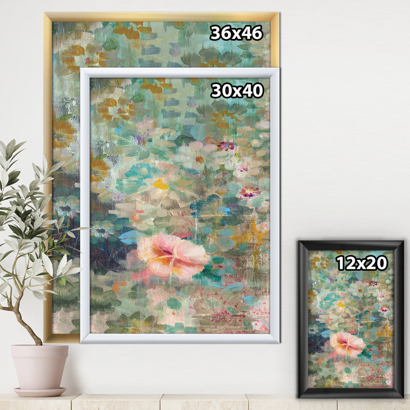 « fleur douche ii »-image sur toile, H 20 po x l 12 po x P 1po, Cadre noir