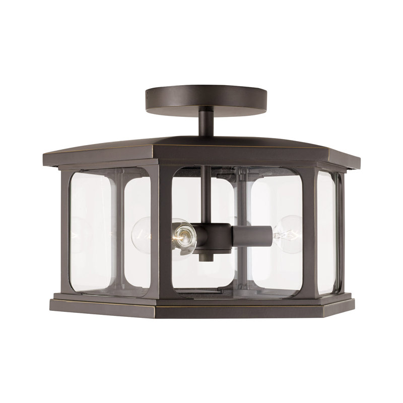 3 - Bulb Outdoor Flush Mount, Oiled Bronze