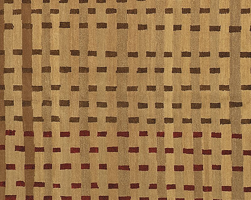 Rag Striped Area Rug in Beige/Brown/Red, Rectangle 9' x 12'