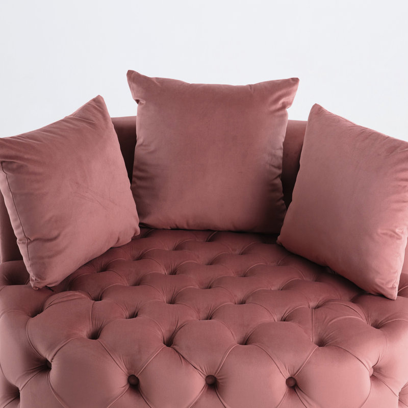 Fauteuil d'appoint en velours rose pour le salon, style américain en velours, zone en mousse, Rose