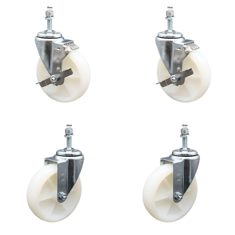 10MM Threaded Stem Caster Set 2 Brakes SCC