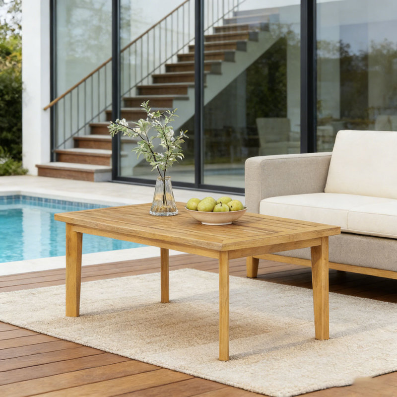 Table basse d'extérieur en bois d'acacia