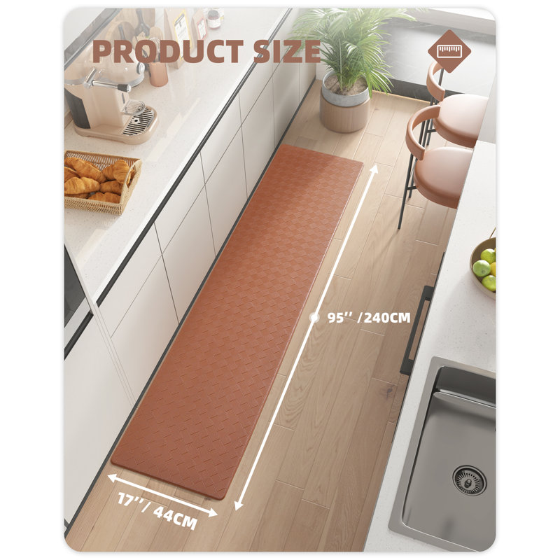 Tapis de cuisine antidérapant Devarian, Brun, Tapis de couloir 1 pi 4 po x 5 pi 9 po