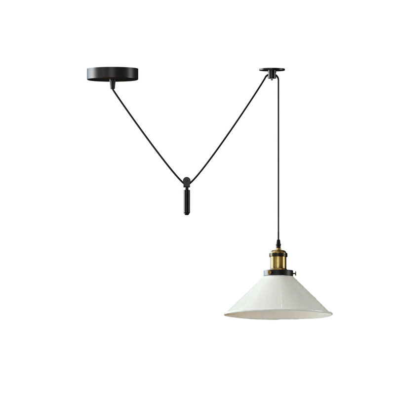 Anahla 1-Light Modern Industrial  Cone Pendant – Adjustable Ceiling Fixture for Contemporary Spaces, White, No