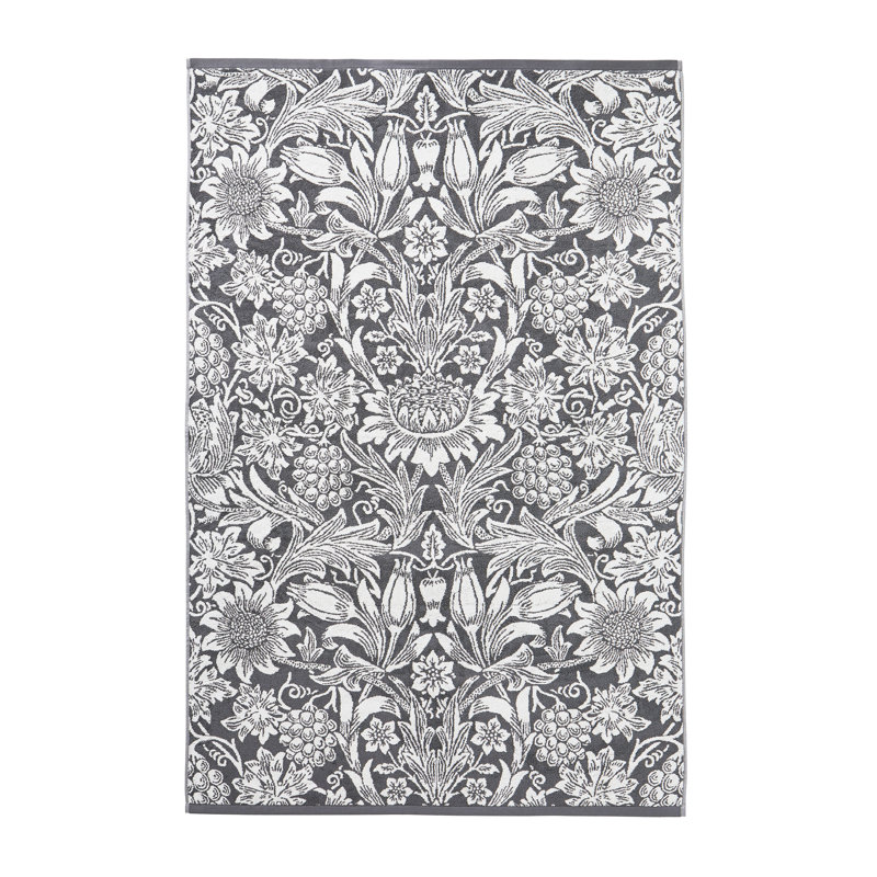 100% Cotton, Grey Floral, Bath Sheet
