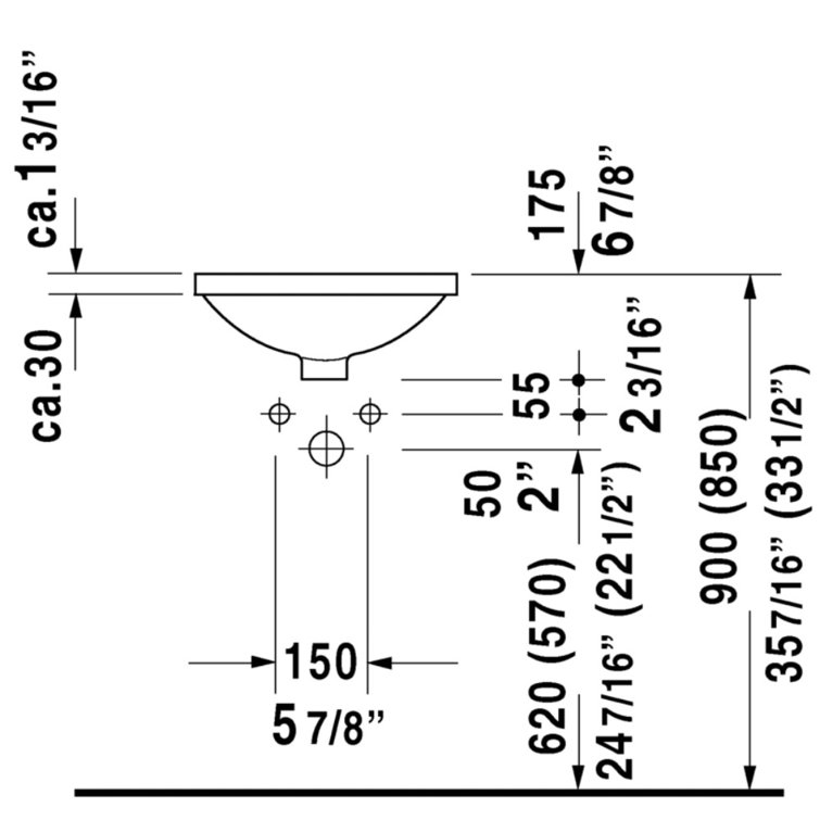 Architec Ceramic Circular Undermount Bathroom Sink with Overflow