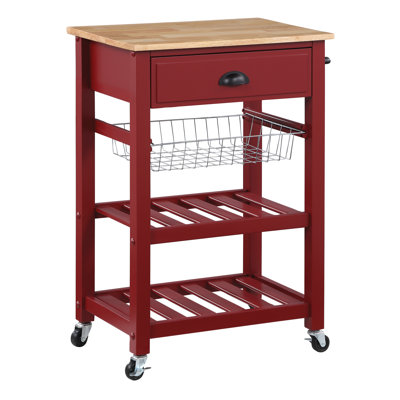 Solid Wood Top Kitchen Cart