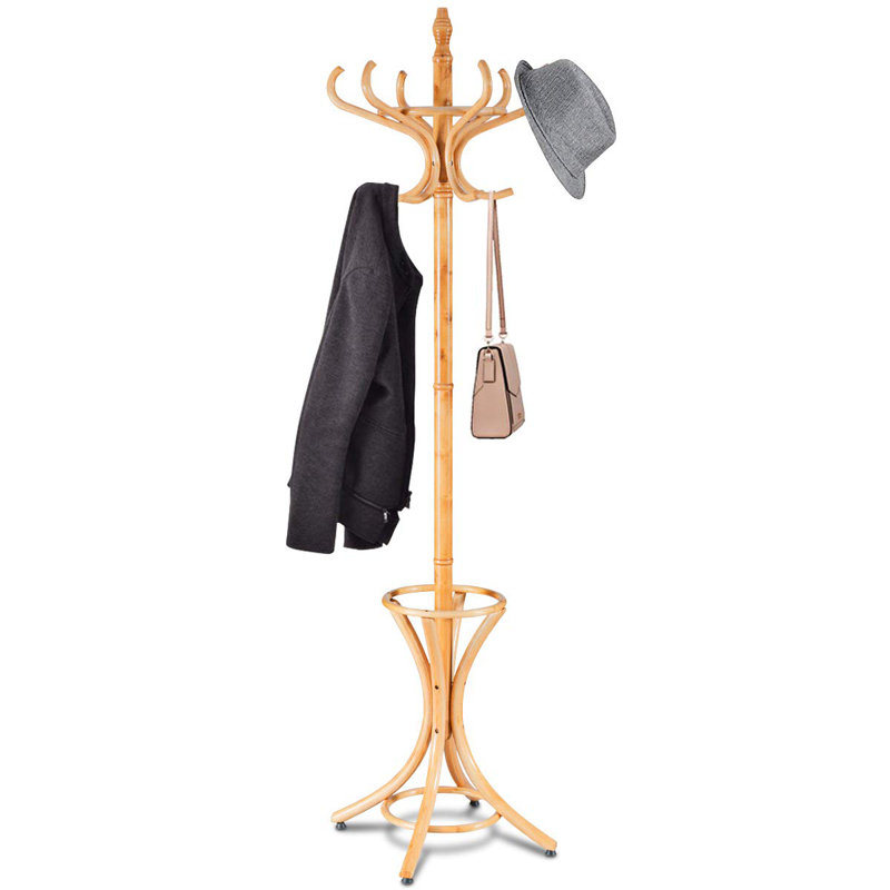 Bulter Solid Wood Freestanding 12 - Hook Coat Rack, Nature