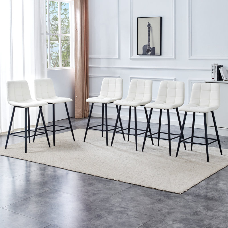 Ensemble de chaises de bar modernes, Blanc, 6