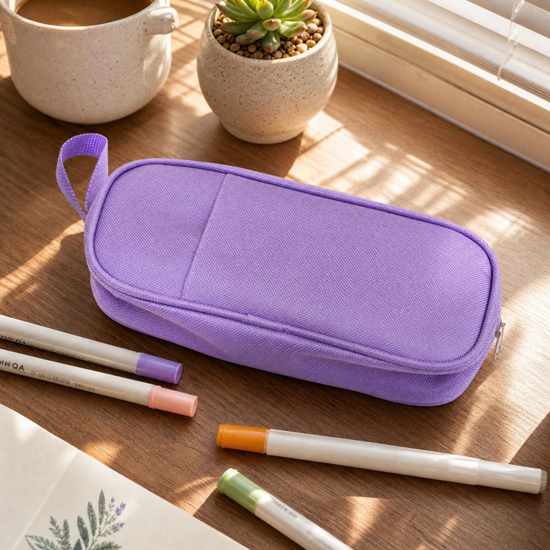 Sacoche en polyester BBag, couleur unie, pour fournitures scolaires. Trousse à crayons., Purple