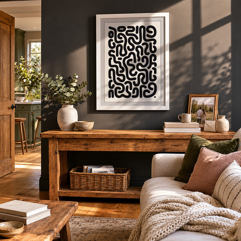 Flowing Forms Abstract - Framed Print, A3 - 42.0 x 29.7 cm, White