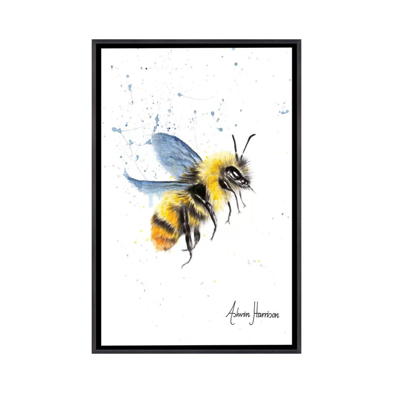 «Sun Bee» par Ashvin Harrison - impression, Aucun mat, H 26 po x l 18 po x 1,5 po, Toile avec cadre noir patiné