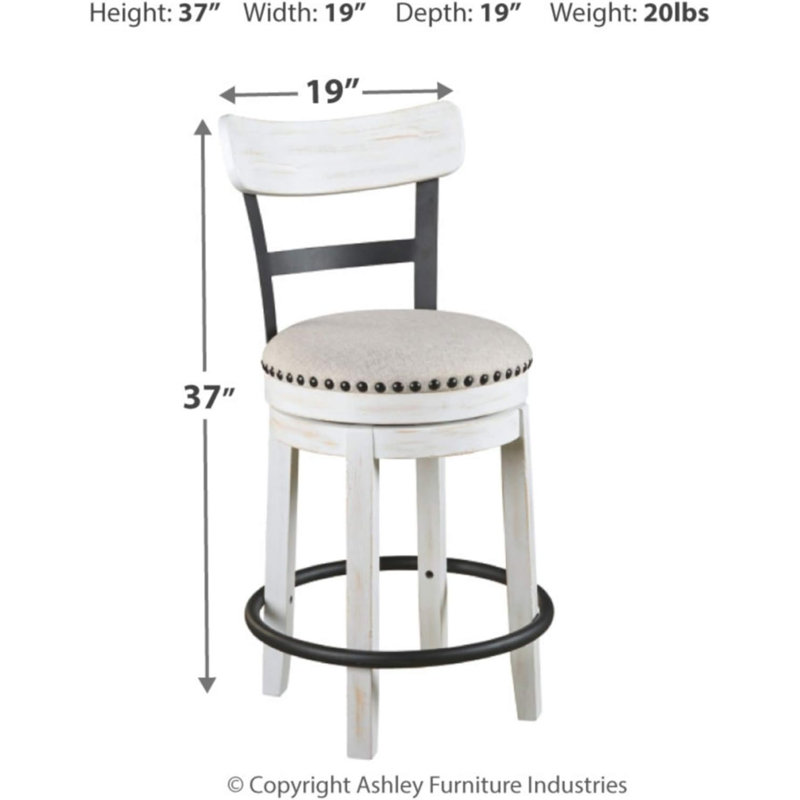 Industrial Cream White Swivel Barstool with Metal & Wood Accents
