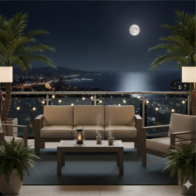 2 Pieces Outdoor Patio Set, All-Weather 75” 3-Seat Metal Patio Sofa Couch