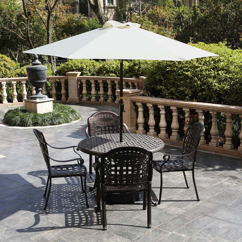 Parasol de table d'extérieur de 7,5 pi avec parasol de marche et manivelle - beige
