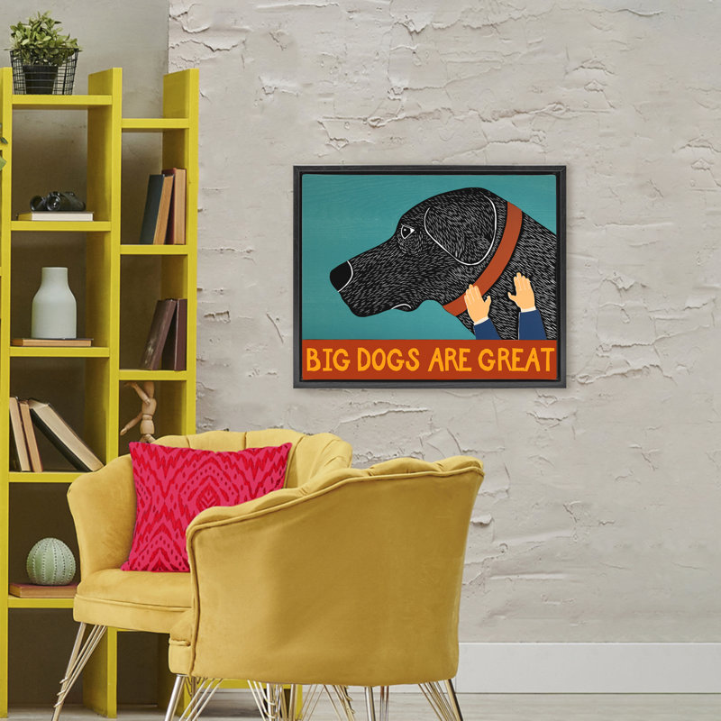 Cadre flottant Big Dogs Are Great, design par Stephen Huneck, H 25 po x l 31 po, Cadre flottant noir de jais