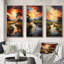 «Vietnam River Delta Sunset», 3 pièces sur toile-985384453-985384474