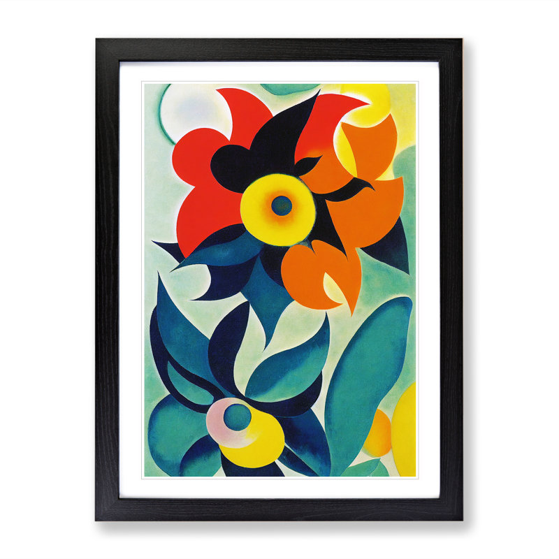 XV1022-778X Art Flowers Abstract No.2 - Single Picture Frame Print, 64cm H x 46cm W, Black