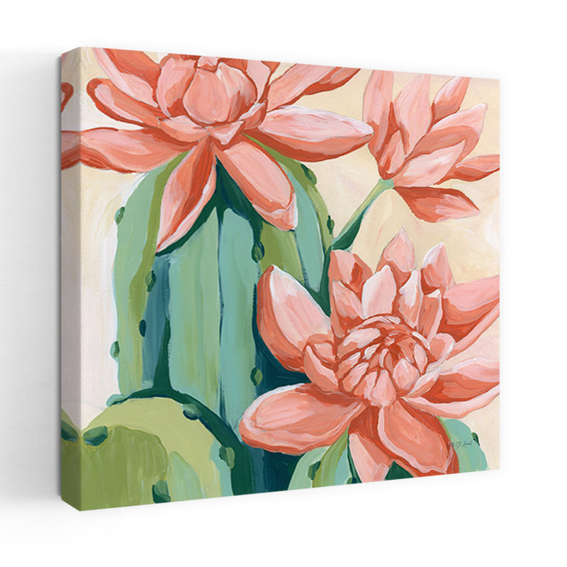 Fleurs du désert IV - Affiche murale abstraite contemporaine représentant un paysage de cactus et de fleurs succulentes