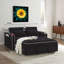 Canapé-lit convertible polyvalent en 3 longueurs, en velours moderne, avec lit escamotable et dossier réglable, port USB, cendrier et support de téléphone pivotant.-1278060100