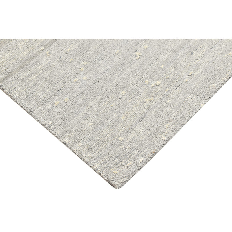 Hand Knotted Abstract Area Rug in Silver/Gray/Yellow, Rectangle 8' x 10'