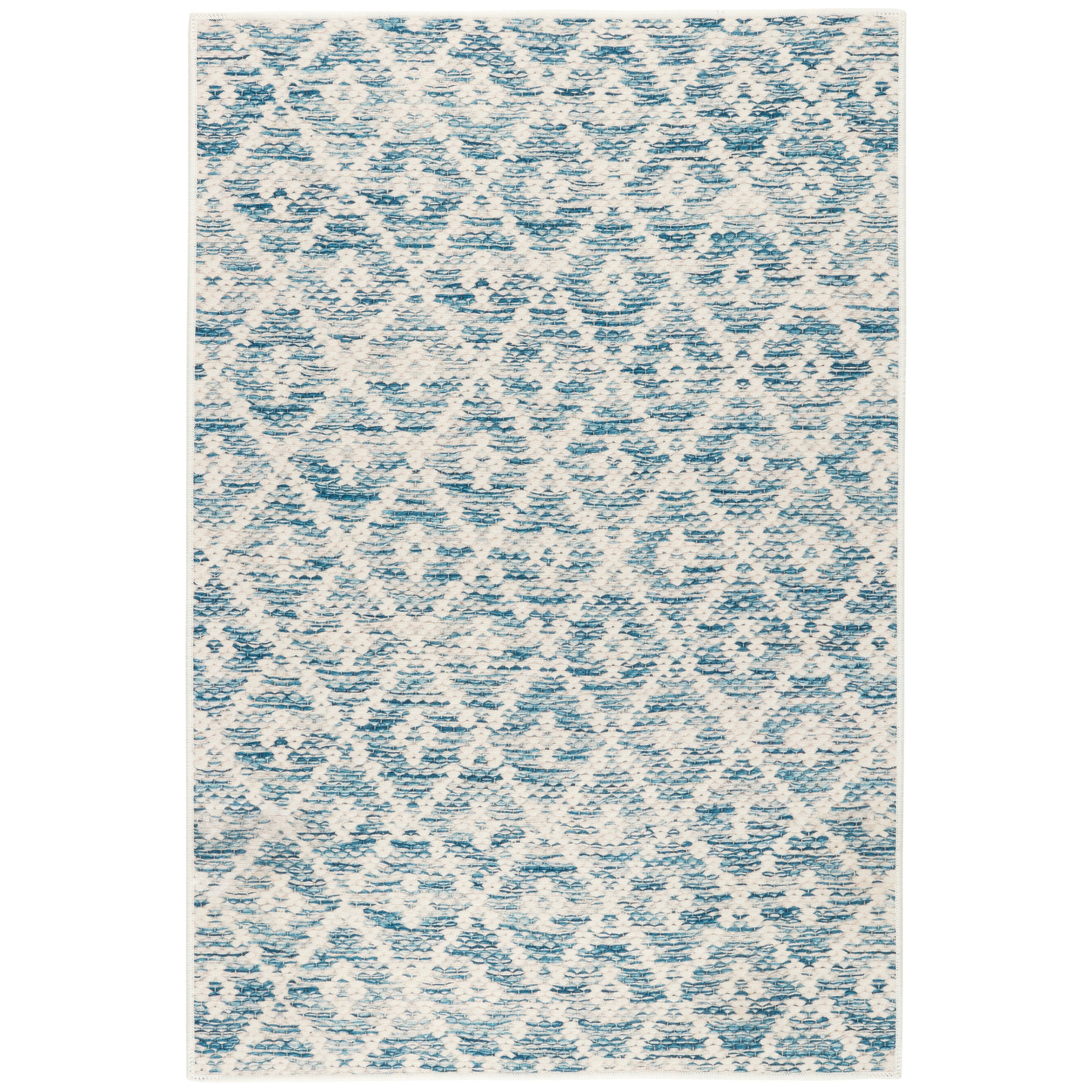 Melange Diamond Blue Machine Washable Rug, Rectangle 8'6" x 11'6"