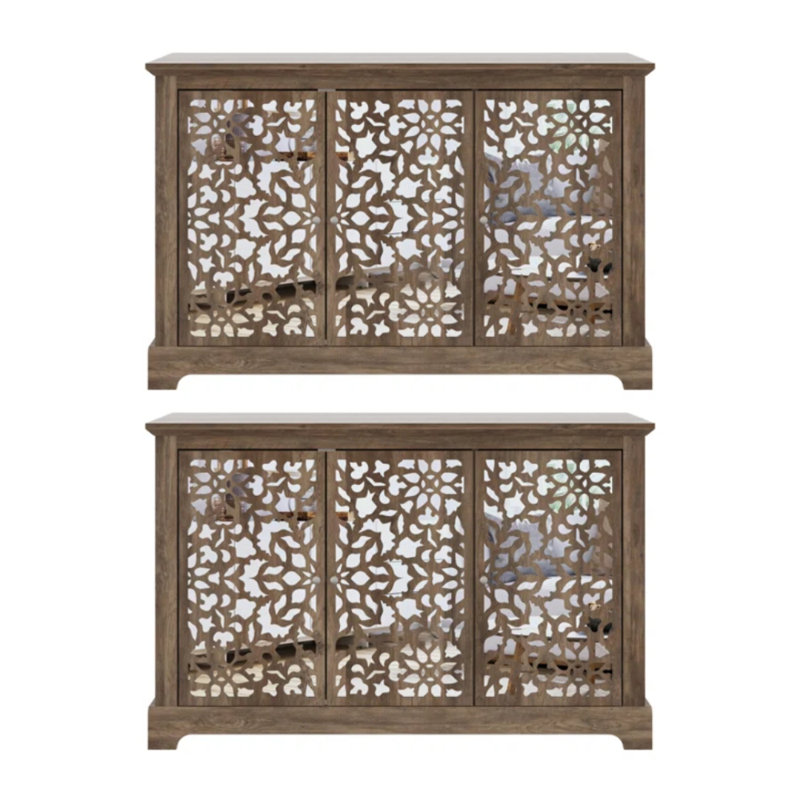 Eltingville Transitional Sideboard Set Of 2, Knotty Oak