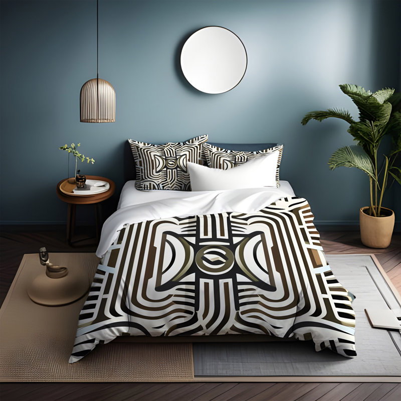 Polyester Abstract Duvet Cover, Queen Duvet Cover + 2 Queen Shams