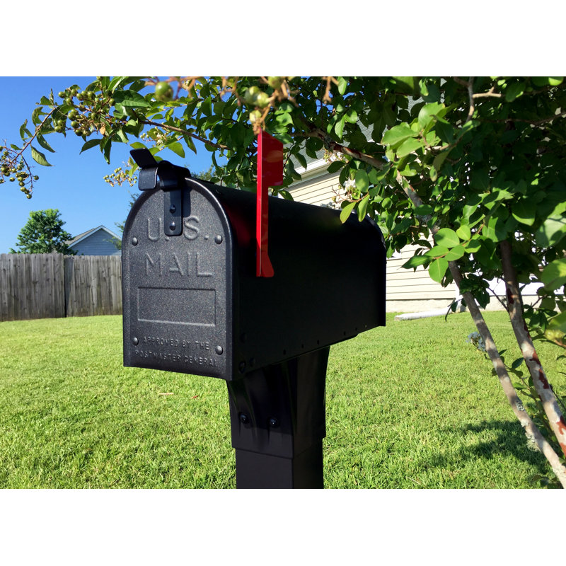 Admiral Aluminum Post Mounted Mailbox, Textured Black, 9.5" H x 6.9" W x 20.8" D