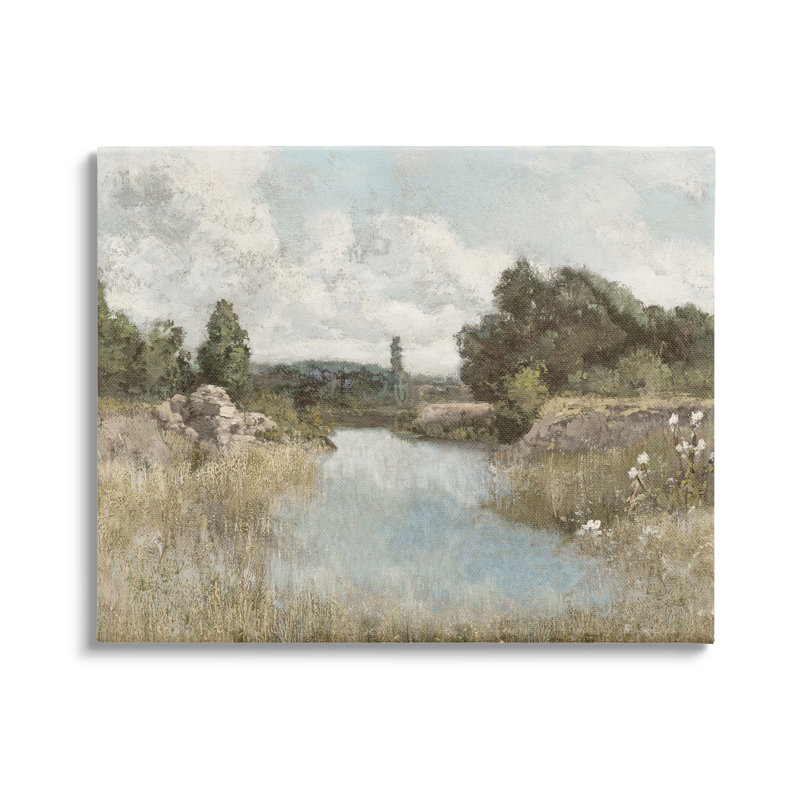 Nature Stream Wilderness Creek Landscape Wrapped Canvas Wall Art
