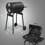 Barbecue au charbon en baril de 1 pièce, barbecue extérieur avec table d'appoint et roulettes - idéal pour la cour, le camping, les pique-niques et les fêtes, poêle à charbon réglable, thermomètre intégré, grilles chromées