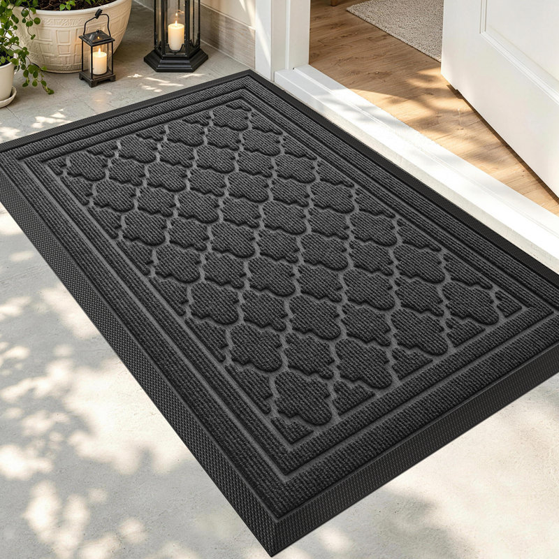 Ingelbert Personalizable Non-Slip Doormat, 47" W x 71" L, Gray
