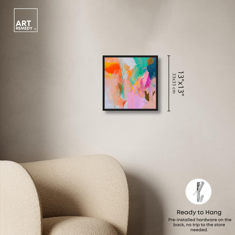 «Fusion of Shades II» par Spring Abstracts , H 13 po x l 13 po, Cadre flottant noir
