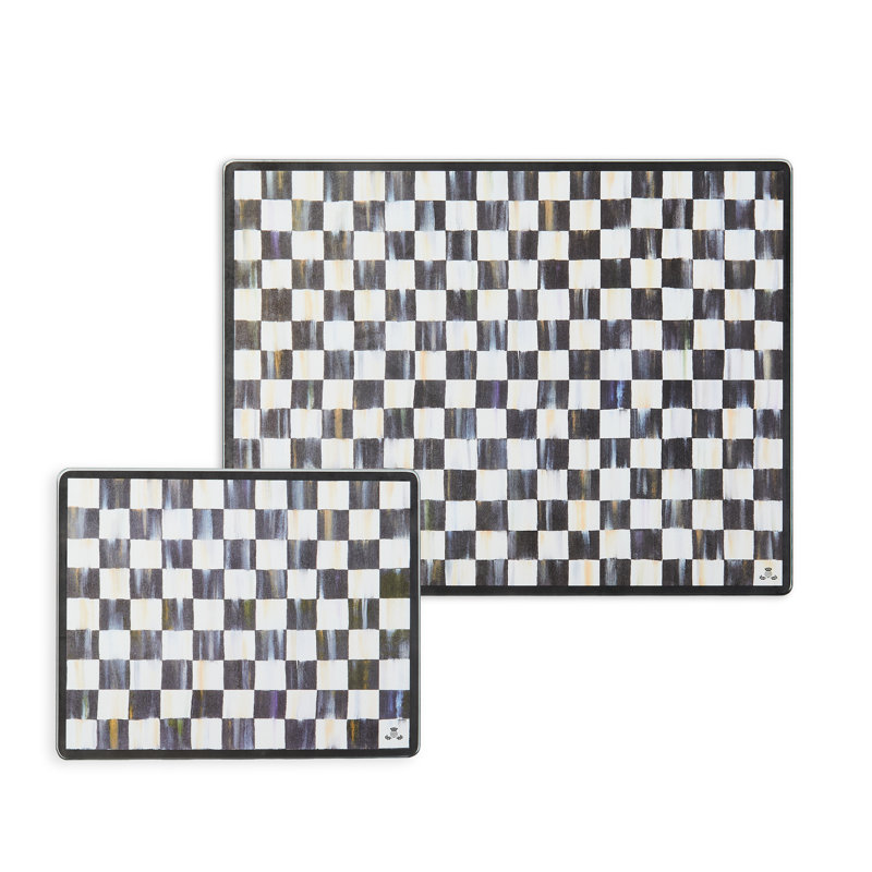 Black and White Checkered Tempered Glass Cutting Board Set