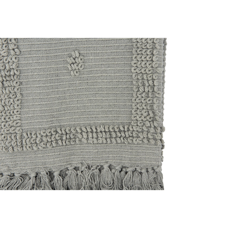 Jeté en coton et frange de coton, Gris