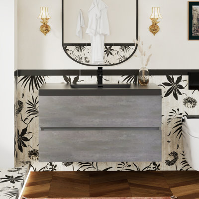 Meuble-lavabo mural simple 23,6 po avec comptoir en quartz