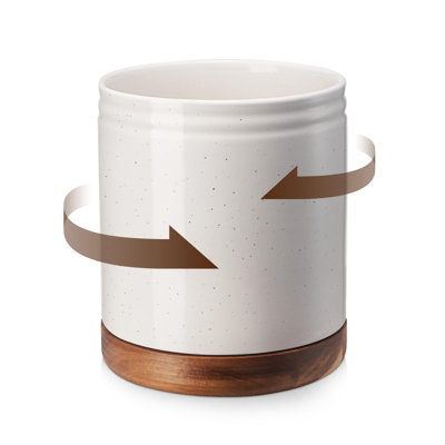 360° Rotating Utensil Holder, Cooking Utensil Holder, Kitchen Utensil Holder For Countertop, Ceramic Utensil Crock, Large Utensil Holder For Kitchen Counter, Protection Cork Bottom, White